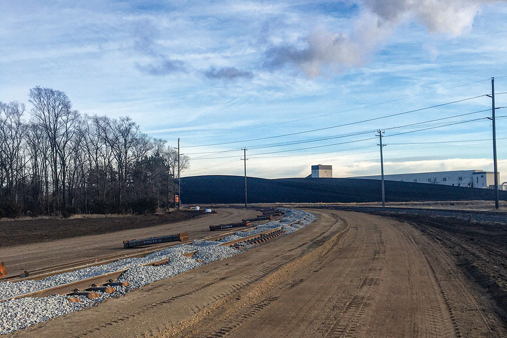 A scenic photo of a Northern Plains Railroad rail yard in Huntley, MN.